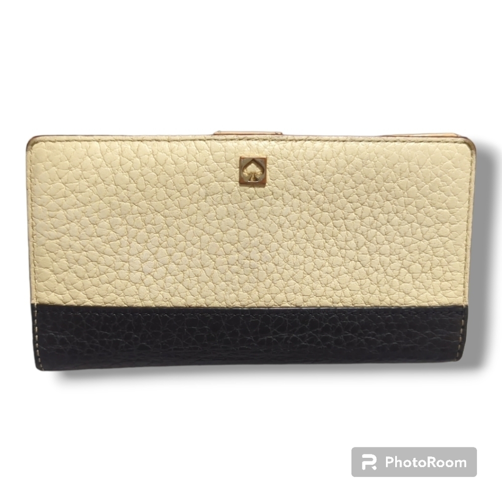 Kate Spade Off White/Blue Leather Spencer Bifold Wallet